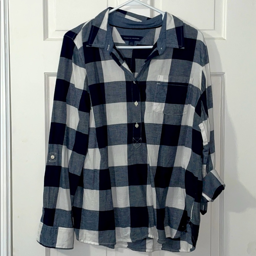 Navy and White Tommy Hilfiger Flannel